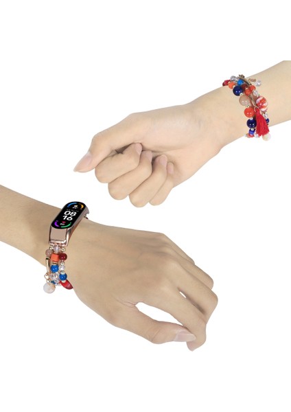 Xiaomi Mi Band 7 Için Yuvarlak Boncuklu Zincir Watch Band (Yurt Dışından) modelleri