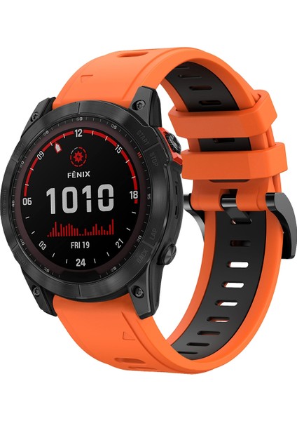 Garmin Fenix ​​7x Için Iki Renkli Silikon Saat Bandı (Yurt Dışından)