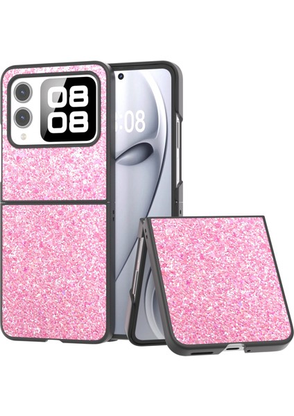 Huawei Nova Flip Için Siyah Çerçeve Renkli Parıltılı Kılıf (Yurt Dışından)
