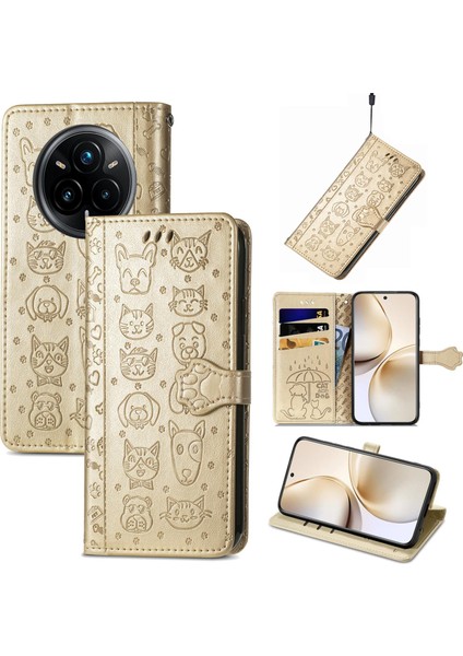 Realme 14 Pro+ Için Kedi ve Köpek Kabartmalı Kılıf (Yurt Dışından)