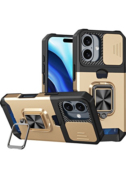 iPhone 16 Için Kart Yuvası Pc+Tpu Telefon Kılıfı (Yurt Dışından)
