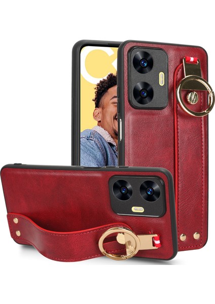 Realme C55 Için Bileklik Deri Sırt Çantası (Yurt Dışından)