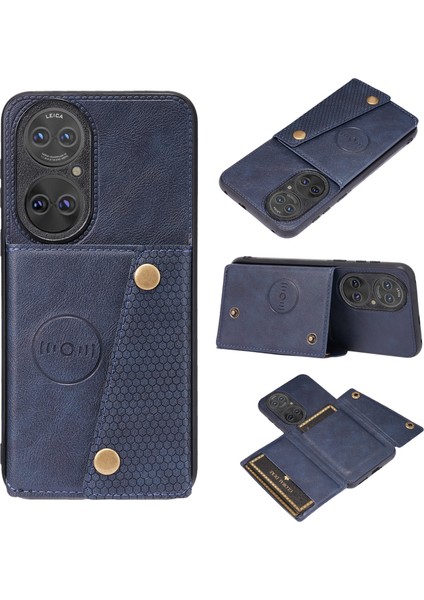 Huawei P50 Pro Için Kart Yuvası Pu+Tpu Kılıf (Yurt Dışından)