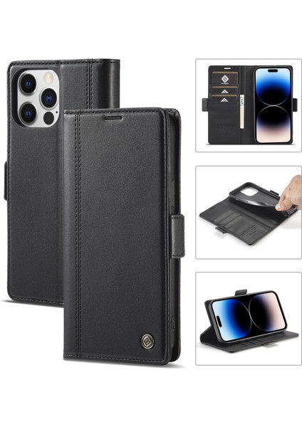 iPhone 14 Pro Max Için Lc.ımeeke Manyetik Tokalı Deri Kılıf (Yurt Dışından)
