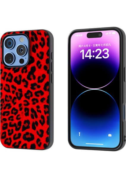 iPhone 15 Pro Için Siyah Kenarlı Leopar Kılıf (Yurt Dışından)