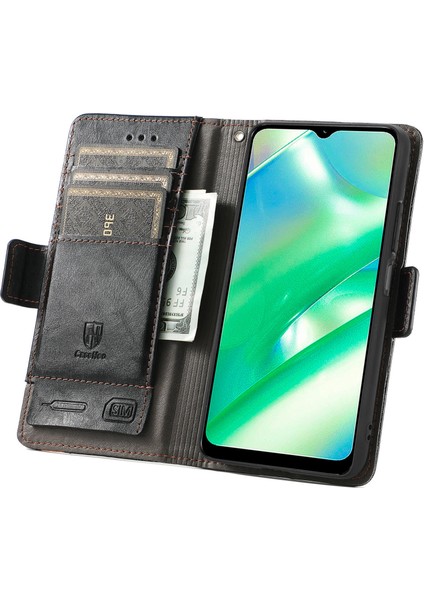 Realme C33 Için Ekleme Çift Manyetik Tokalı Deri Kılıf (Yurt Dışından) modelleri