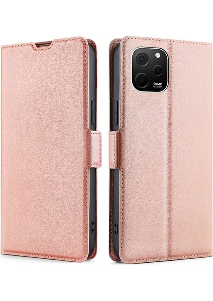 Huawei Nova Y61 Için Yan Toka Pu Telefon Kılıfı (Yurt Dışından)
