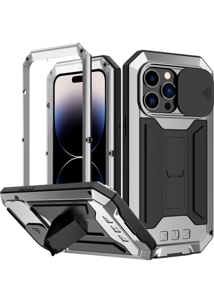 iPhone 14 Pro Max Için Metal + Silikon Koruyucu Kılıf (Yurt Dışından)