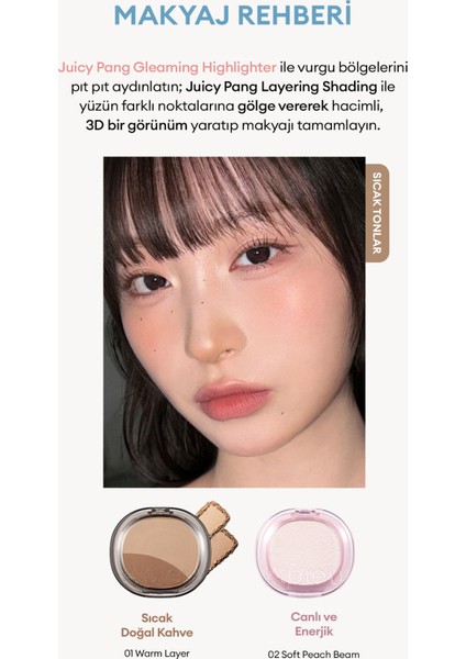 Iki Renkli, Sıcak Alt Tonlu Kontür Paleti A'pıeu Juicy-Pang Layering Shading (01 Warm Layer)