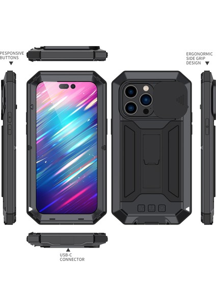 iPhone 14 Pro Max Için Metal + Silikon Koruyucu Kılıf (Yurt Dışından) fiyatları