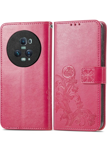 Honor Magic5 Pro Için Dört Yapraklı Toka Deri Kılıf (Yurt Dışından) modelleri