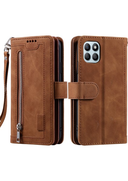 Honor X6B 4g Global Için Fermuarlı Cüzdan Çanta Pu Kılıf (Yurt Dışından)