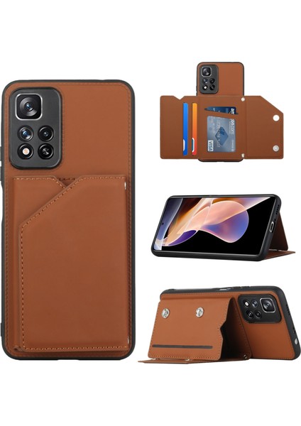 Xiaomi Redmi Note 11 Pro Için Cilt Fe Kart Yuvaları Kılıfı (Yurt Dışından)