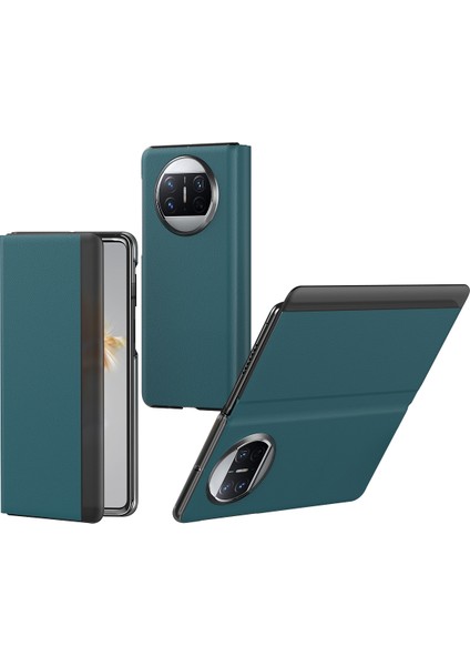 Huawei Mate X3 Için Litchi Desenli Yan Pencere Görünümü Kılıf (Yurt Dışından)