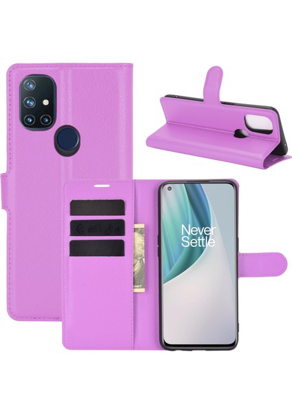 Oneplus Nord N10 Litchi Doku Çevirme Koruyucu Tpu Kılıf Için Oneplus Nord N10 5g (Yurt Dışından)