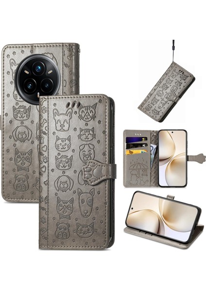 Realme 14 Pro+ Için Kedi ve Köpek Kabartmalı Kılıf (Yurt Dışından)