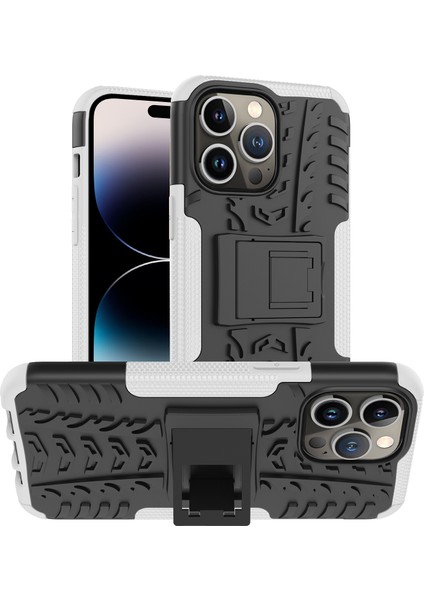 iPhone 14 Pro Max Için Lastik Dokusu Tpu+Pc Kılıfı (Yurt Dışından)