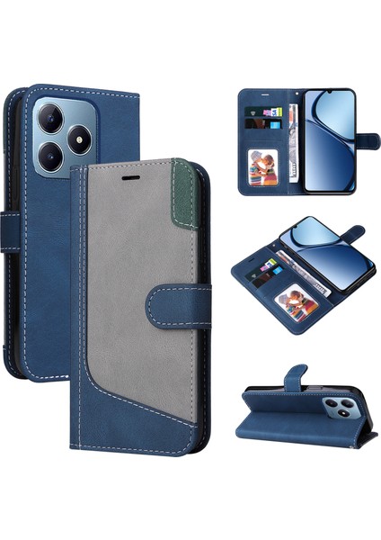 Realme C63 / C61 Global Için Üç Renkli Ekleme Pu Kılıf (Yurt Dışından)