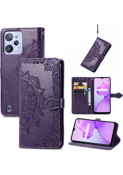 Oppo Realme C31 Için Mandala Çiçek Deri Kılıf (Yurt Dışından)