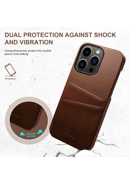 iPhone 14 Pro Için Buzağı Dokusu Kart Yuvaları Telefon Kılıfı (Yurt Dışından) modelleri