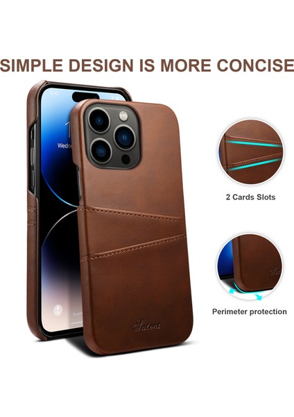 iPhone 14 Pro Için Buzağı Dokusu Kart Yuvaları Telefon Kılıfı (Yurt Dışından) fırsatları