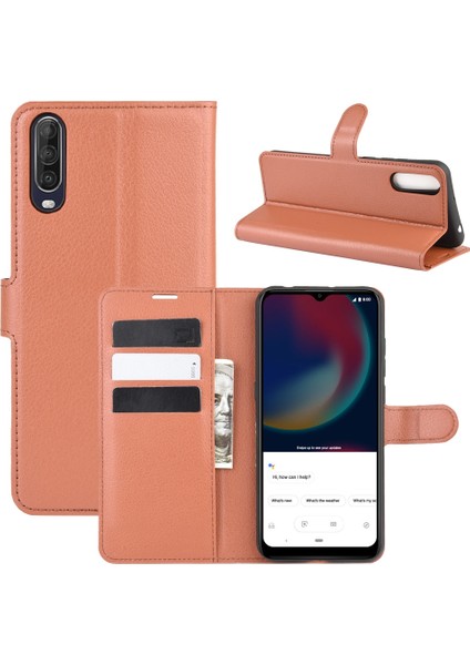 Wiko View 4/4 Lite Için Litchi Doku Çevirme Koruyucu Kılıf Wiko View 4/4 Lite Için (Yurt Dışından)