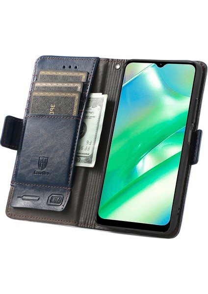Realme C33 Için Ekleme Çift Manyetik Tokalı Deri Kılıf (Yurt Dışından) modelleri