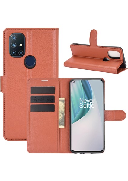 Oneplus Nord N10 Litchi Doku Çevirme Koruyucu Tpu Kılıf Için Oneplus Nord N10 5g (Yurt Dışından)