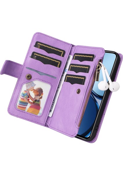 Realme C63 / C61 / Note 60 Için 9 Kartlı Fermuarlı Pu Telefon Kılıfı (Yurt Dışından) indirimleri