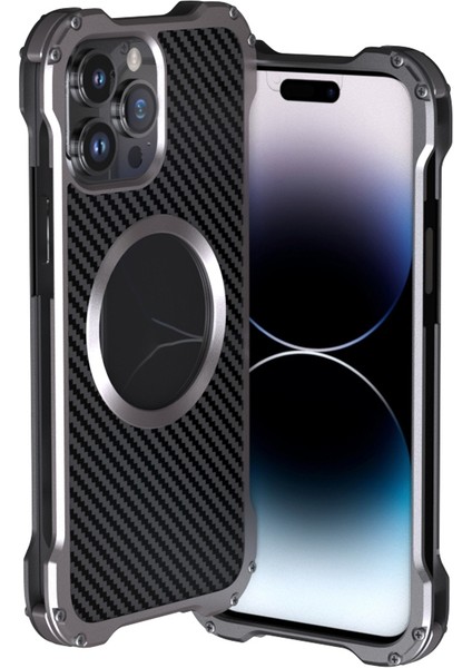 iPhone 14 Pro Için RJ51 Içi Boş Metal Kılıf (Yurt Dışından)