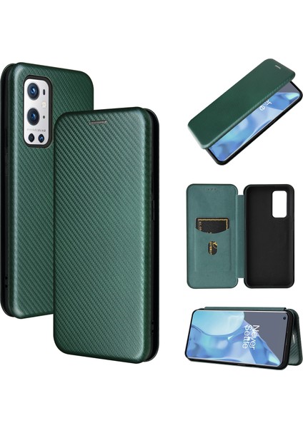 Oneplus 9 Pro Için Karbon Fiber Dokulu Tpu+Pc+Pu Kılıf (Yurt Dışından)