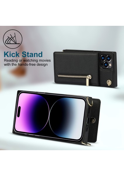 iPhone 14 Pro Max Için Çapraz Vücut Fermuarlı Telefon Kılıfı (Yurt Dışından) modelleri