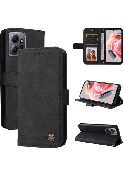 Xiaomi Redmi Note 12 4g Global Için Ağaç Düğmesi Deri Kılıf (Yurt Dışından)