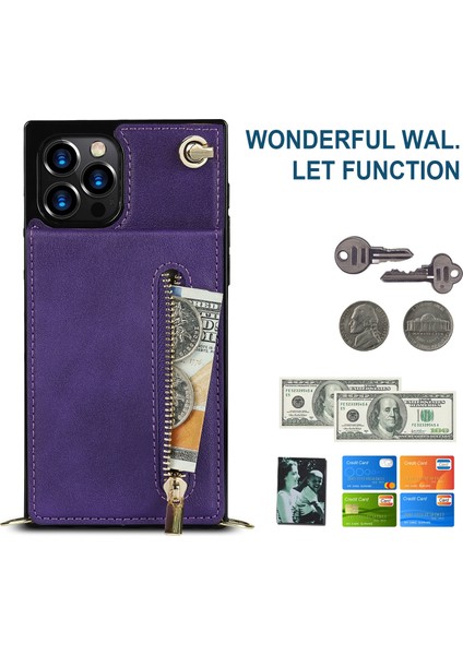 iPhone 14 Pro Max Için Çapraz Vücut Fermuarlı Telefon Kılıfı (Yurt Dışından) fırsatları