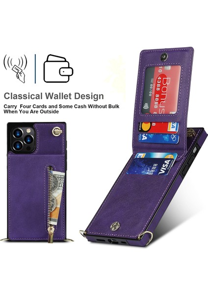 iPhone 14 Pro Max Için Çapraz Vücut Fermuarlı Telefon Kılıfı (Yurt Dışından) indirimleri