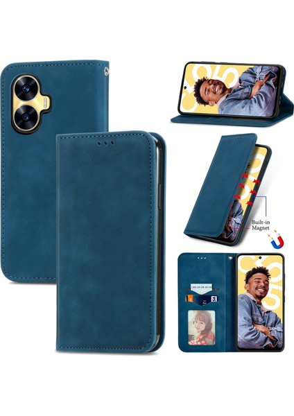 Realme C55 Için Skin Fe Manyetik Deri Kılıf (Yurt Dışından)