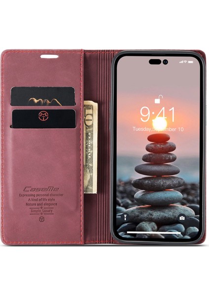 CASEME-013 iPhone 14 Pro Için Deri Kılıf (Yurt Dışından) fırsatları