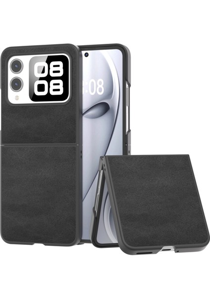 Huawei Nova Flip Için Siyah Kenar Buzağı Dokusu Pu Kılıf (Yurt Dışından)
