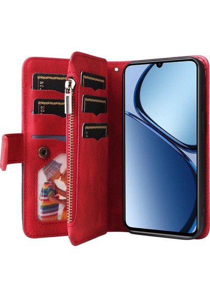 Realme C63 / C61 / Note 60 Için 9 Kartlı Fermuarlı Pu Telefon Kılıfı (Yurt Dışından) fırsatları