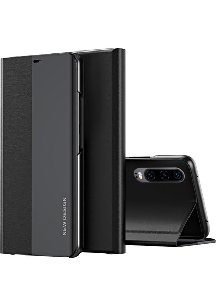 Huawei P30 Için Yan Elektro Kaplama Deri Kılıf (Yurt Dışından)