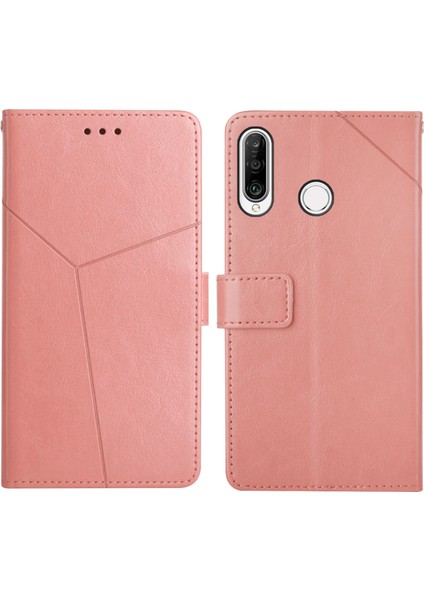 Huawei P30 Için Y Dikişli Deri Kılıf (Yurt Dışından)