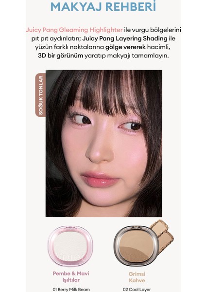 Iki Renkli, Soğuk Alt Tonlu Kontür Paleti A'pıeu Juicy-Pang Layering Shading (02 Cool Layer)