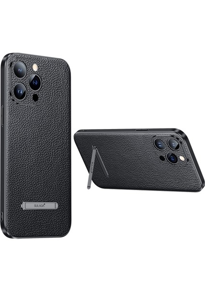iPhone 14 Pro Max Için Litchi Deri Telefon Kılıfı (Yurt Dışından)