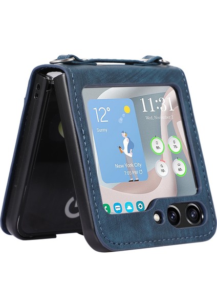 Samsung Galaxy Z Flip5 Için Yatay Çevirme Deri Kılıf (Yurt Dışından) modelleri