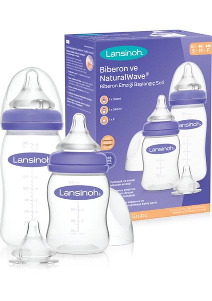 160 ml, 240 ml Biberon ve NaturalWave® Biberon Emziği Başlangıç Seti