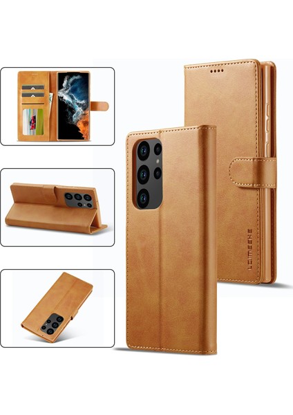 Samsung Galaxy S23 Ultra 5g Için Buzağı Dokulu Pu Kılıf (Yurt Dışından)