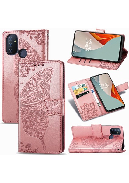 Oneplus Nord N100 Için Aşk Çiçeği Kabartmalı Yatay Çevirme Deri Kılıf (Yurt Dışından)