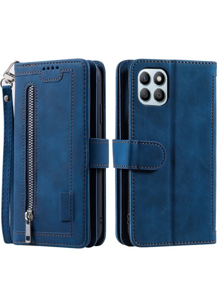 Honor X6B 4g Global Için Fermuarlı Cüzdan Çanta Pu Kılıf (Yurt Dışından)