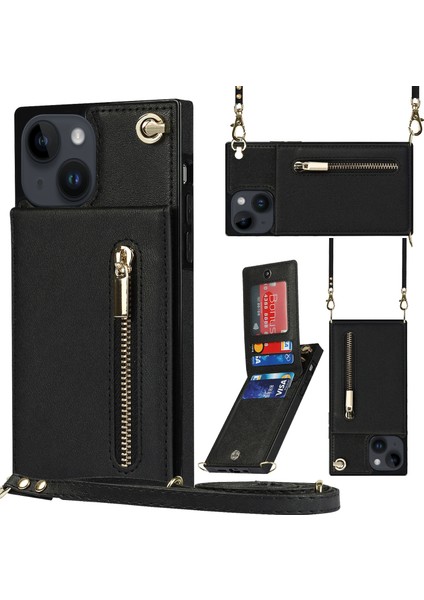 iPhone 14 Için Çapraz Vücut Fermuarlı Telefon Kılıfı (Yurt Dışından)