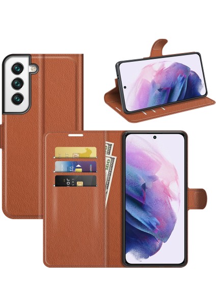 Samsung S22 Litchi Doku Çevirme Koruyucu Tpu Kılıf Galaxy S22 5g Için (Yurt Dışından)